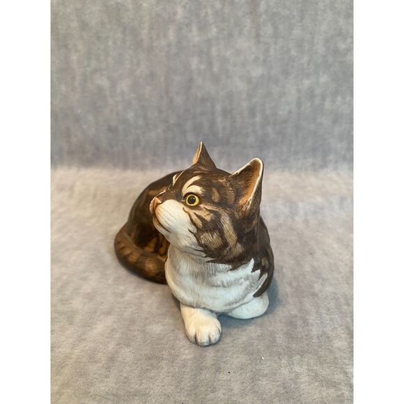 VTG Porcelain Cat "Fascination" Tabby‎ Bengal Franklin Mint 1982 Eric Tenney - Picture 4 of 9